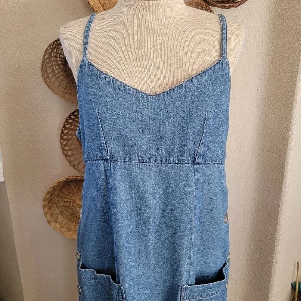 Kalifornia 90s Y2K Vintage Blue Denim Maxi Dress Sz 11/12 - Picture 8 of 8